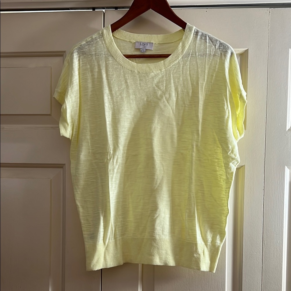 LOFT Light Yellow Short Sleeve sweater